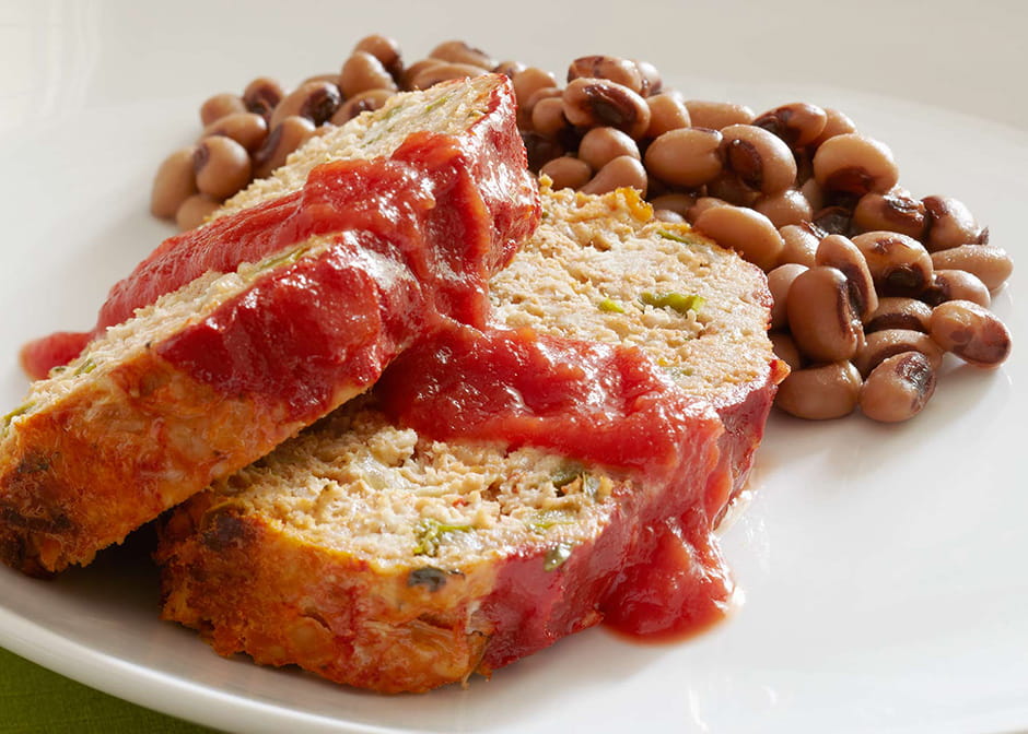 Meatloaf with Black Eyed Peas