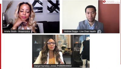 Fireside Chat participants Danyel Surrency  Arisha Smith and Andrew Suggs 