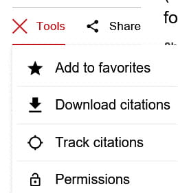 small screenshot showing Tools and Permissions in the drop-down menu