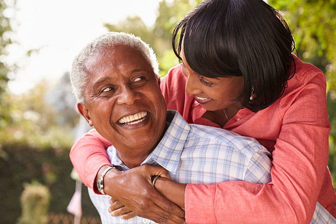 couple hugging and smiling