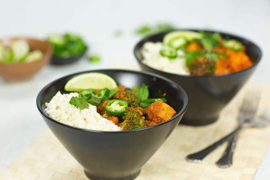 Slow Cooker Panang Curry with Chicken and Cauliflower Rice 