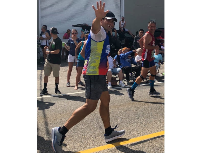 Tedy Bruschi at the Falmouth Road Race in Massachusetts. (Photo courtesy of Tedy's Team)
