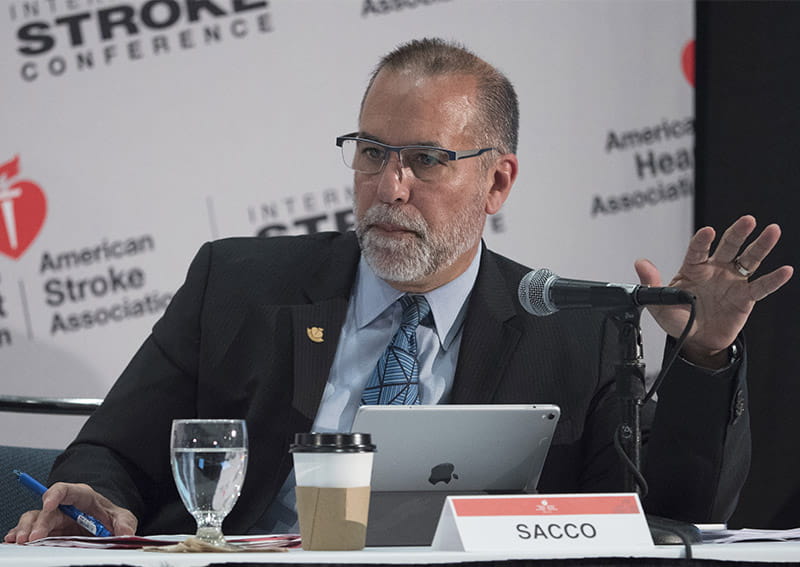 Dr. Ralph Sacco during a media briefing at the 2018 International Stroke Conference in Los Angeles. (Photo by Phil McCarten/AHA)