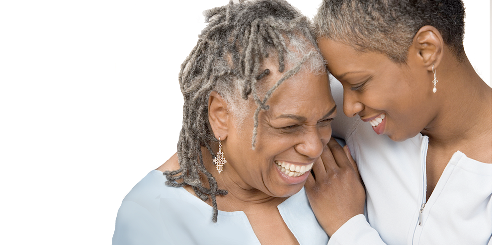 Two women standing together
