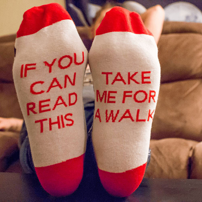 photo of feet modeling A H A branded socks