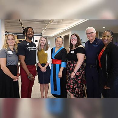 The group of 2023 ETS Minnesota Business Accelerator candidates are posing for the camera at the finale The group of 2023 ETS Minnesota Business Accelerator candidates are posing for the camera at the finale