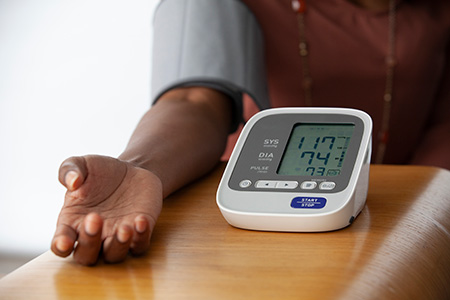 Man taking blood pressure