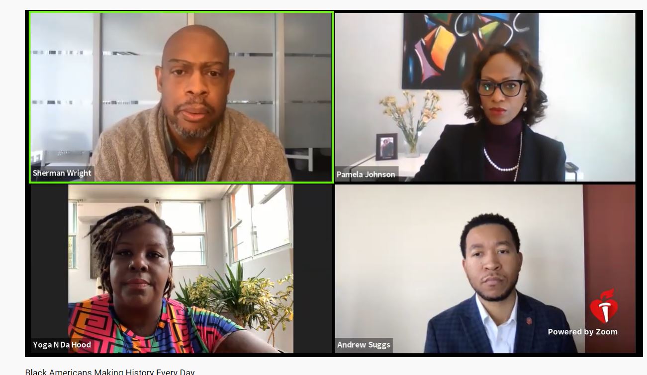 Kenza Martin, Heart and Soul president; Sherman Wright, Co-Founder and Managing Partner of Ten35;  Pamela Garmon Johnson, Vice President Health Equity and National Partnership;Ebony Smith, a.k.a ‘The Ghetto Guru’; Andrew Suggs, CEO Live Chair Health