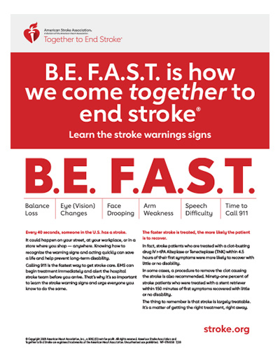 B.E. F.A.S.T. info sheet