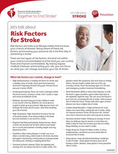 thumbnail image of the Let's Talk About Risk Factors for Stroke fact sheet thumbnail image of the Let's Talk About Risk Factors for Stroke fact sheet